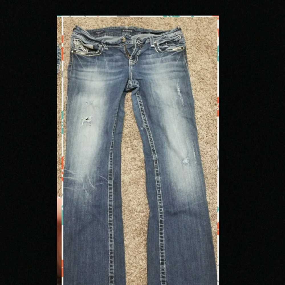 Vigoss dark wash distressed bootcut jeans 13